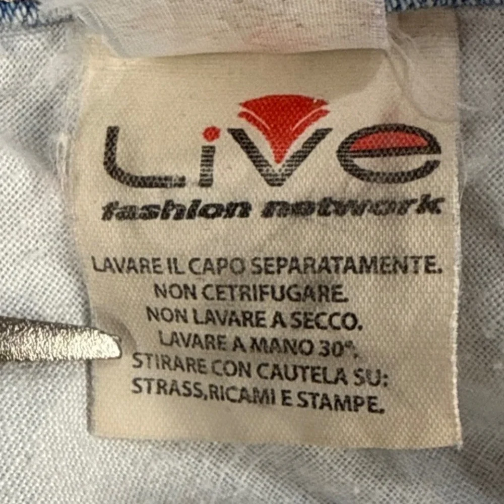 Live Fashion Network Rhinestone Embellished Jeans Light Wash Y2K Straight 34/48 - Picture 7 of 9